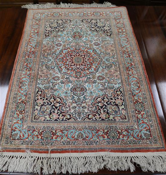 A Tunisian Persian style silk prayer mat 93 x 63cm